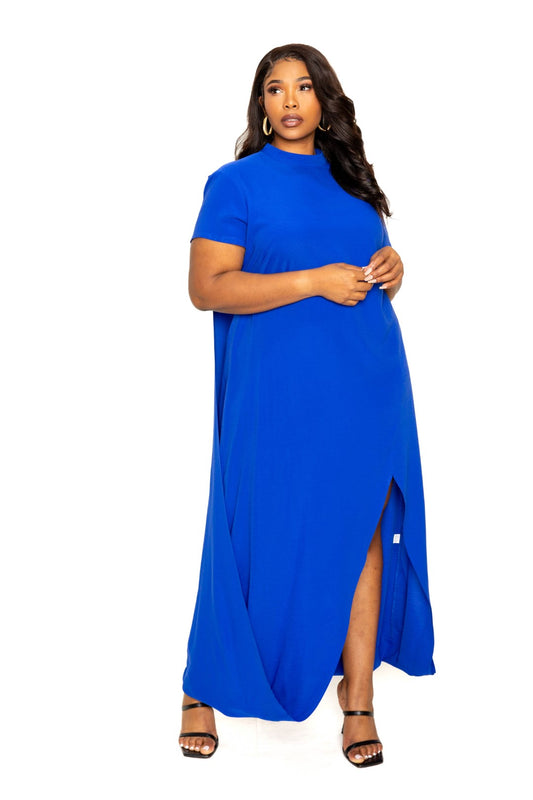 Women's Mock Neck Back Cape Dress