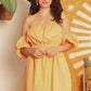 Women's Mango Cotton Cold Shoulder Puff Short Sleeve Mini Dress
