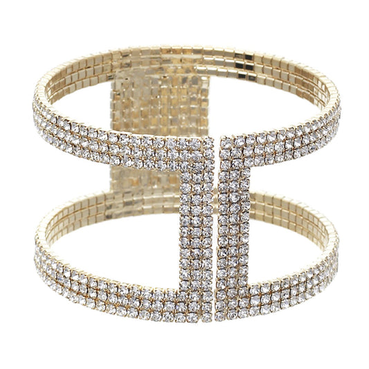 Women's Rhinestone I Shape Memory Wire Bracelet