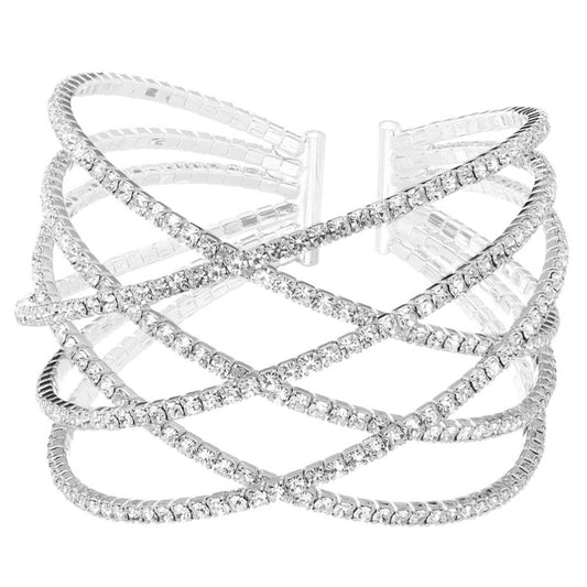 Women's Rhinestone Six Row Layer Wire Bracelet