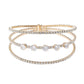 Women's Rhinestone Cubic Zirconia 3line 1row Round Cuff Bracelet