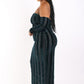 Women's Striped Velvet Plus Off Shoulder Dress