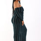 Women's Striped Velvet Plus Off Shoulder Dress