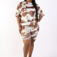 Women's Camo Printed Crop Top And Biker Short Set