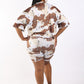Women's Camo Printed Crop Top And Biker Short Set