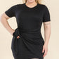 Women's Plus Size Solid Wrap Front Tie Side Short Sleeve Mini Dress (1X & 3X Only)