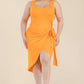 Women's Plus Size Solid Wrap Front Tie Side Midi Dress