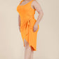 Women's Plus Size Solid Wrap Front Tie Side Midi Dress