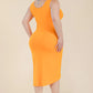 Women's Plus Size Solid Wrap Front Tie Side Midi Dress