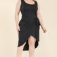 Women's Plus Size Solid Wrap Front Tie Side Midi Dress