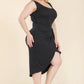 Women's Plus Size Solid Wrap Front Tie Side Midi Dress