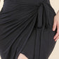 Women's Plus Size Solid Wrap Front Tie Side Midi Dress
