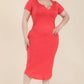 Women's Plus Size Split Neck Bodycon Midi Dress