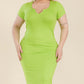 Women's Plus Size Split Neck Bodycon Midi Dress