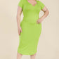 Women's Plus Size Split Neck Bodycon Midi Dress