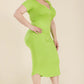 Women's Plus Size Split Neck Bodycon Midi Dress