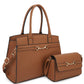 Women's 2 in 1 Matching Design Handle Satchel With Crossbody Bag