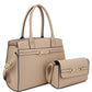 Women's 2 in 1 Matching Design Handle Satchel With Crossbody Bag