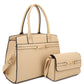 Women's 2 in 1 Matching Design Handle Satchel With Crossbody Bag