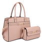 Women's 2 in 1 Matching Design Handle Satchel With Crossbody Bag