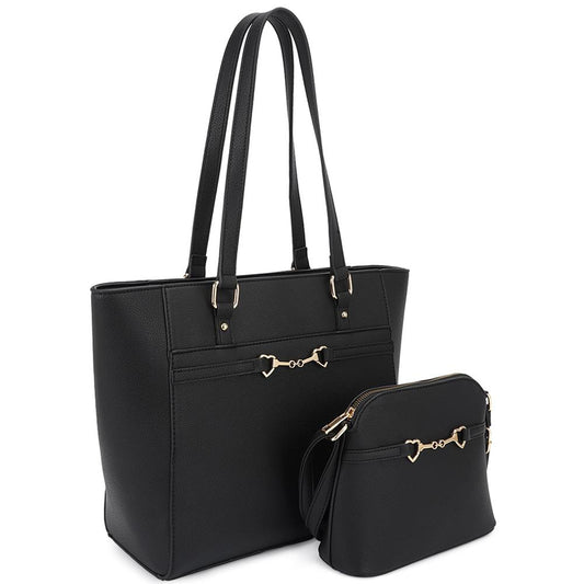 Women's 2 in 1 Smooth Matching Shoulder Tote Bag With Crossbody Set