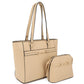 Women's 2 in 1 Smooth Matching Shoulder Tote Bag With Crossbody Set
