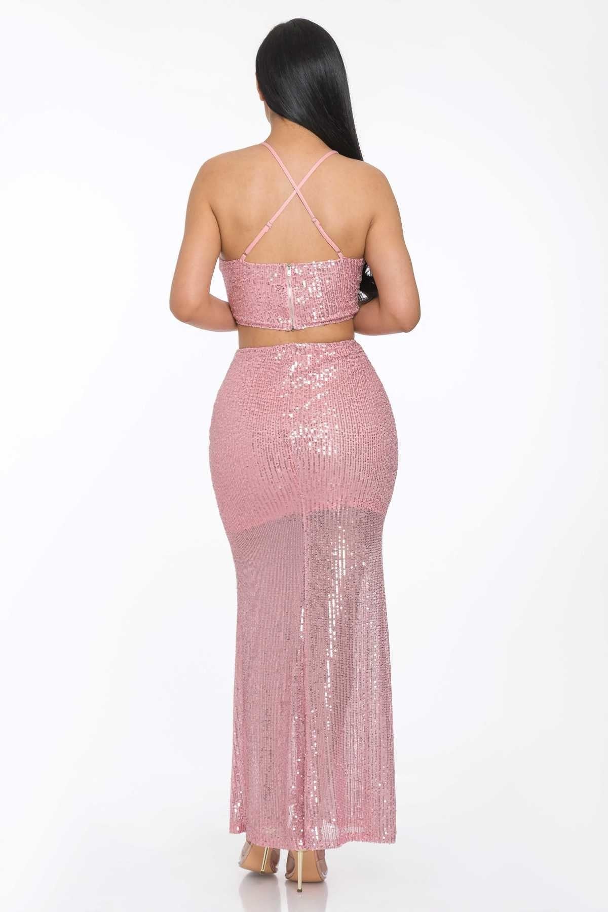 Women's Sexy Back Sequin Maxi Dress