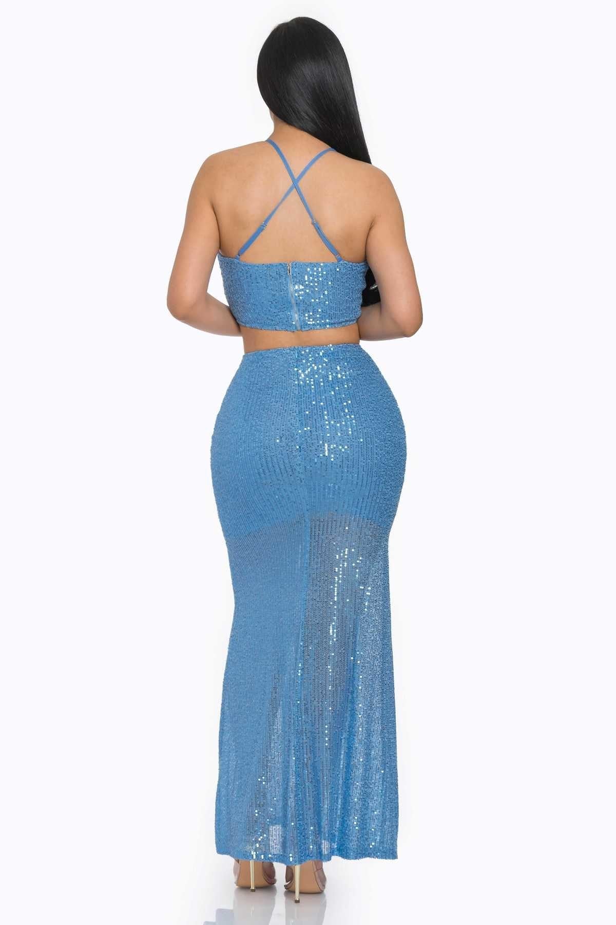 Women's Sexy Back Sequin Maxi Dress