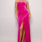 Women's Strapless Sweetheart Maxi Pink Velvet Dress