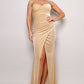 Women's Strapless Sweetheart Maxi Taupe Velvet Dress