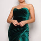 Women's Strapless Sweetheart Maxi Green Velvet Dress