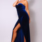 Women's Strapless Sweetheart Maxi Blue Velvet Dress