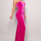 Women's Strapless Sweetheart Maxi Pink Velvet Dress