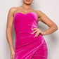 Women's Strapless Sweetheart Maxi Pink Velvet Dress