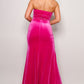 Women's Strapless Sweetheart Maxi Pink Velvet Dress