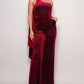 Women's Scarf Top Glitter Velvet Jumpsuit