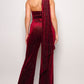 Women's Scarf Top Glitter Velvet Jumpsuit