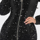 Women's Midi 2 Way Zip Up Sequin Contrast Dress