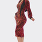 Women's Mid Way Two Zip Up Sparkling Sequin Contrast Dress (S & M Only)