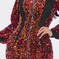 Women's Mid Way Two Zip Up Sparkling Sequin Contrast Dress (S & M Only)