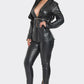 Women's Vegan Leather Zipper Evening Pants Set