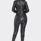 Women's Vegan Leather Zipper Evening Pants Set