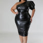 Women's Plus Vegan Leather Plus Semi-stretch Dress (1X & 3X Only)