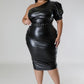 Women's Plus Vegan Leather Plus Semi-stretch Dress (1X & 3X Only)