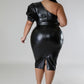 Women's Plus Vegan Leather Plus Semi-stretch Dress (1X & 3X Only)