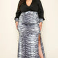 Women's Plus Venecia Solid Zebra V Neck Long Sleeve Belted Maxi Dress