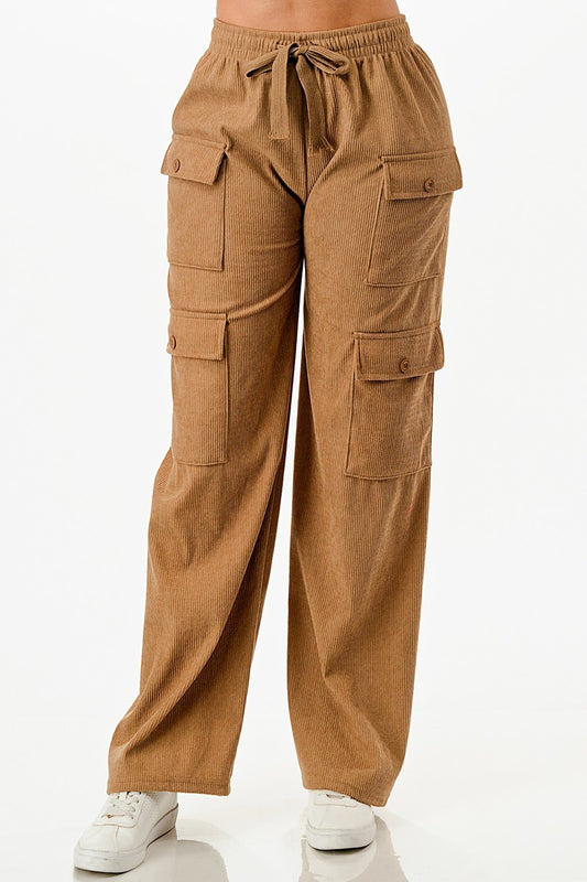 Women's Solid Corduroy Cargo Pants (M, L & XL Only)