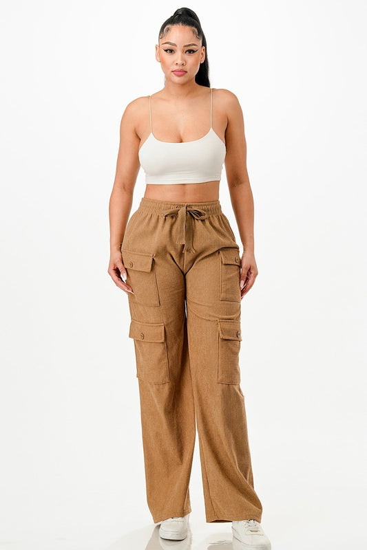 Women's Solid Corduroy Cargo Pants (M, L & XL Only)