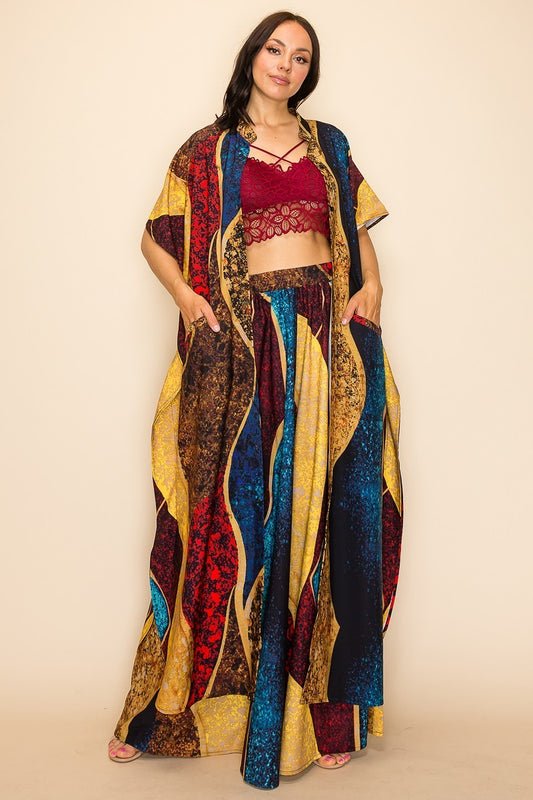 Women's Printed Wide Pants Set