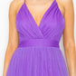 Pleated Mesh Slit Maxi Dress